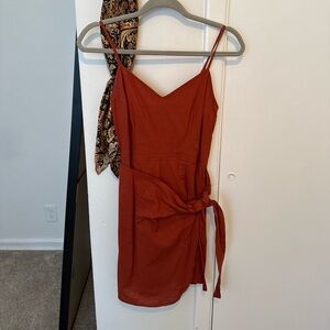 Abercrombie & Fitch Rust tie front mini dress